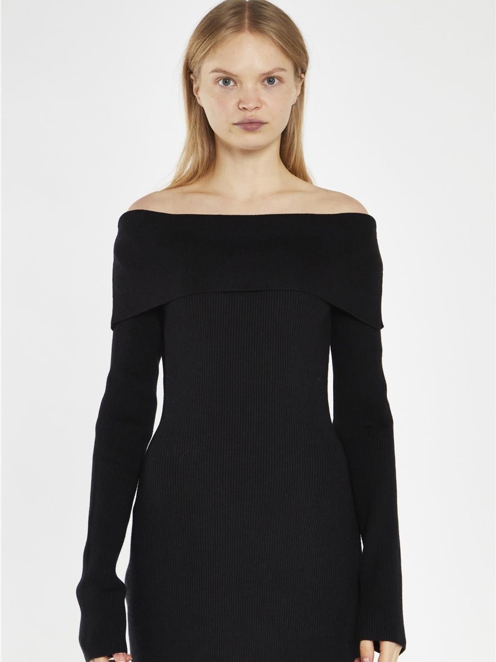Bardot Black Off-Shoulder Long Sleeve Midi Dress - Picture 2 of 8